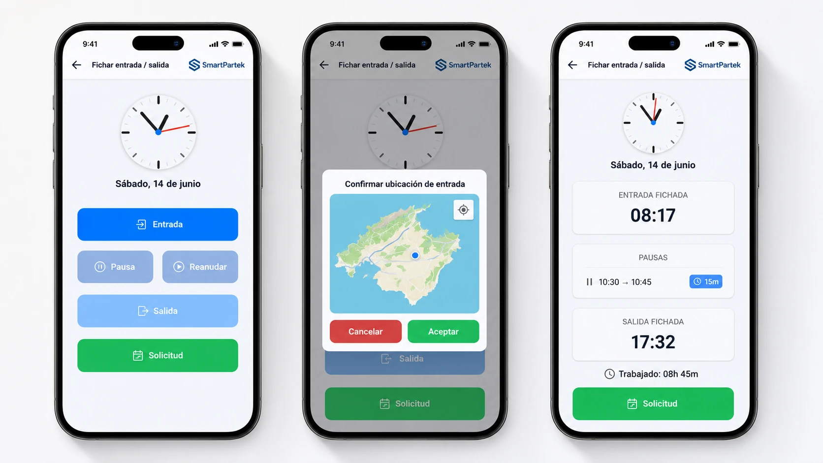 SmartPartek clock-in mobile app