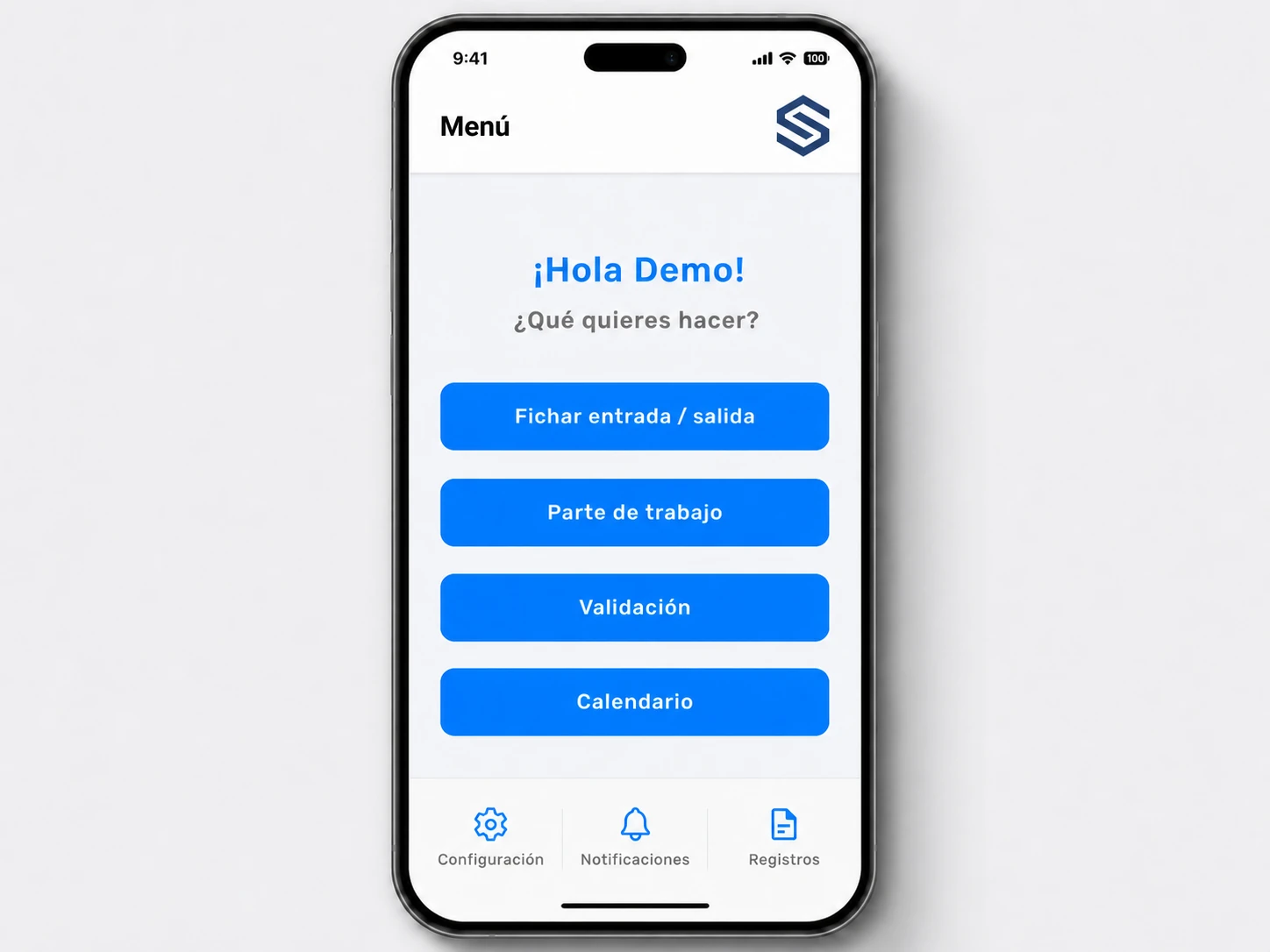 SmartPartek mobile app menu