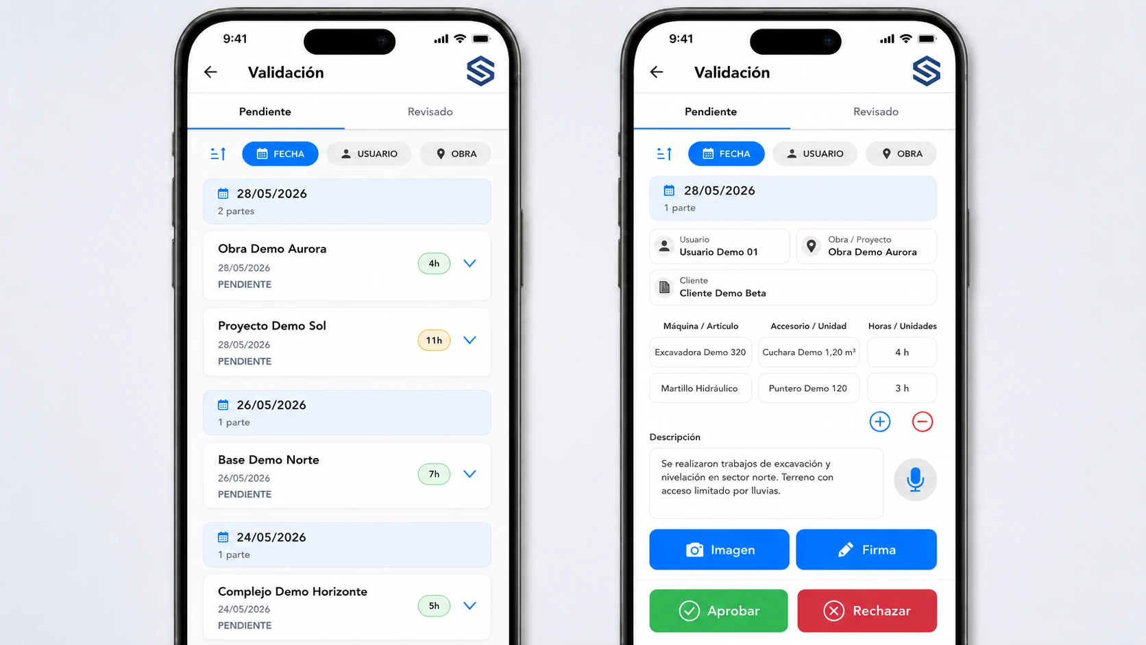 Work report validation app