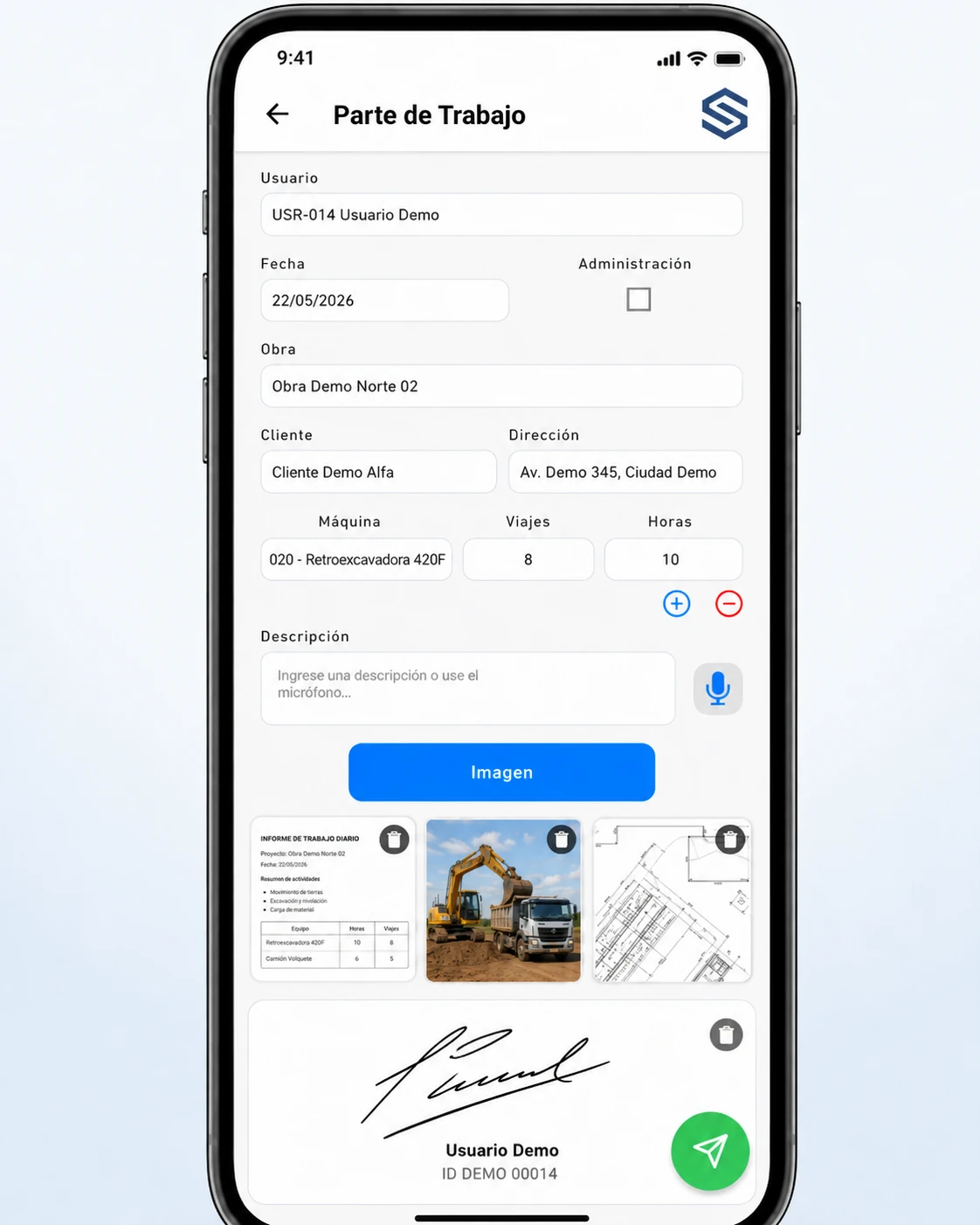 Mobile work report creation